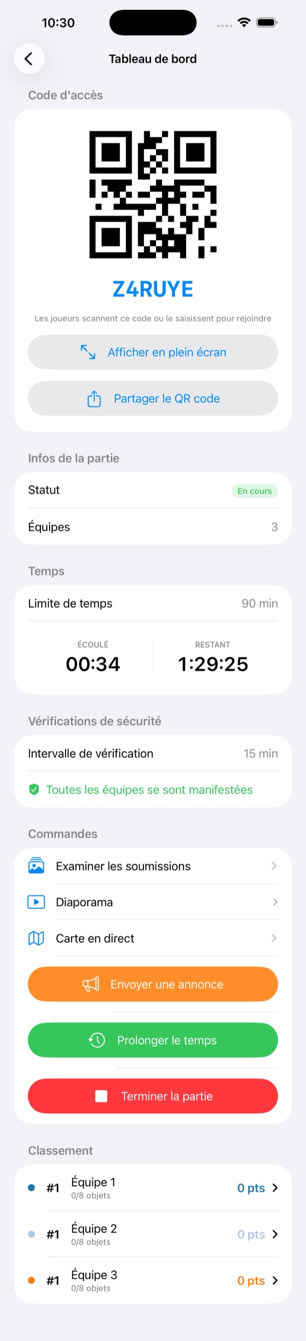 Tableau de bord actif